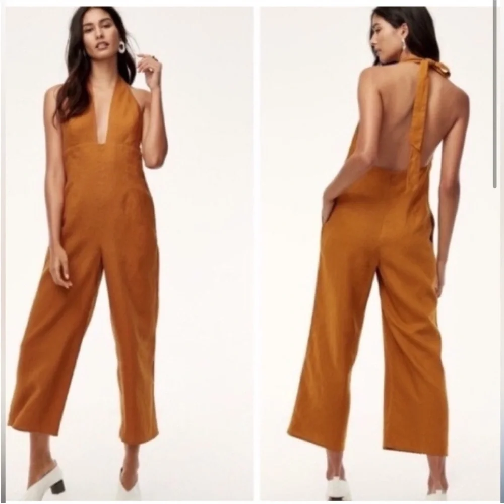 Aritzia Wilfred‎ 100% Linen Halter Jumpsuit Size 2
